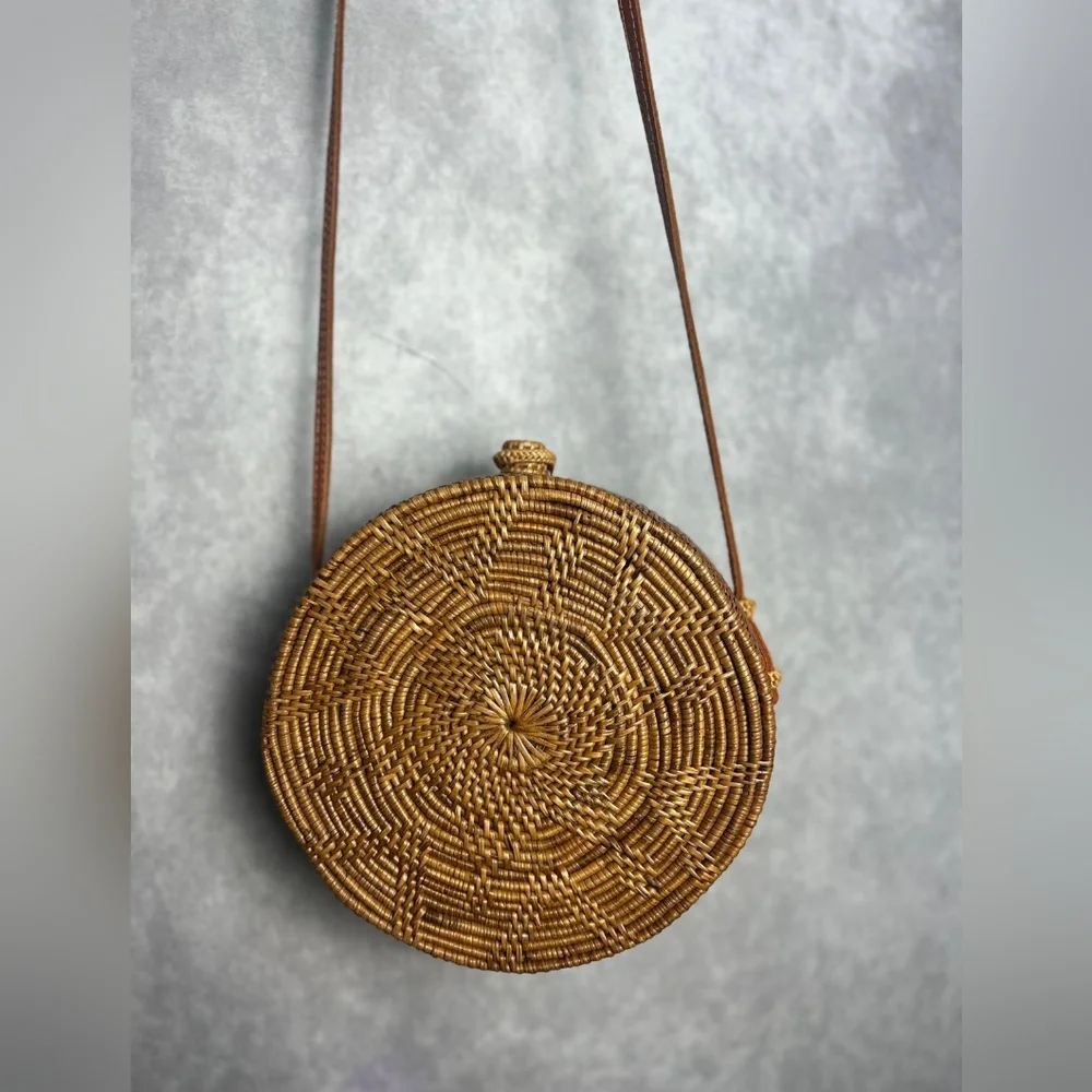 Handwoven round rattan Crossbody Beach Summer Woman bag‎